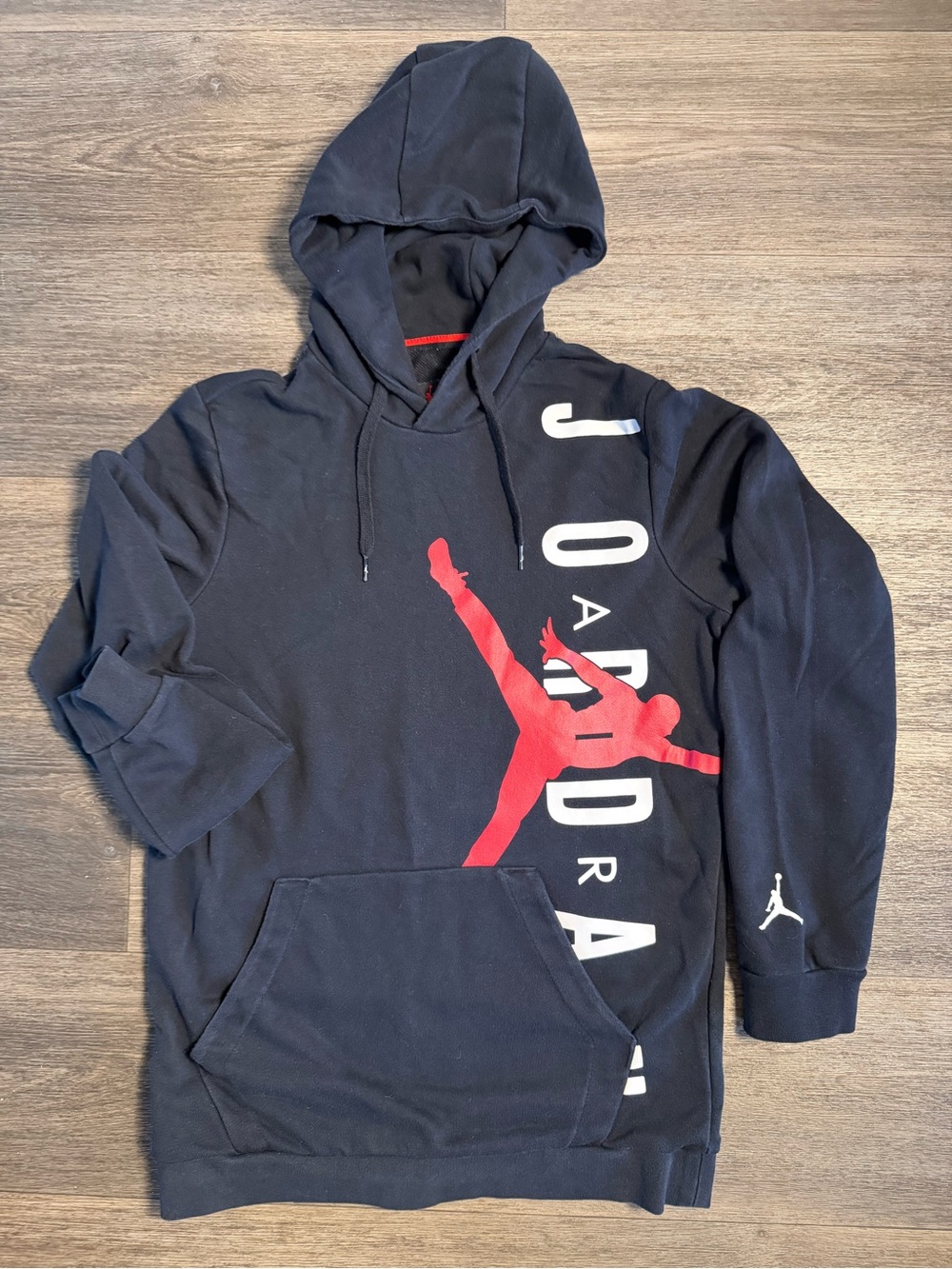 Jordan Black Hoodie with Red Jumpman & White Vertical Logo